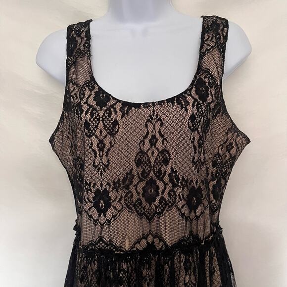 Y2K Wet Seal Lace Overlay Dress L Whimsigoth Festival Ruffle Romantic Party Goth - Picture 2 of 10